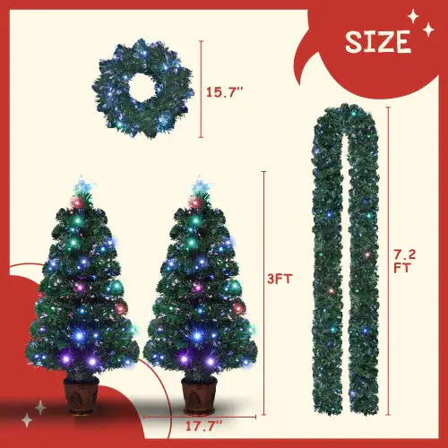 [NEW] Pre-Lit Fiber Optic 4-Piece Artificial Christmas Tree Set 🎄