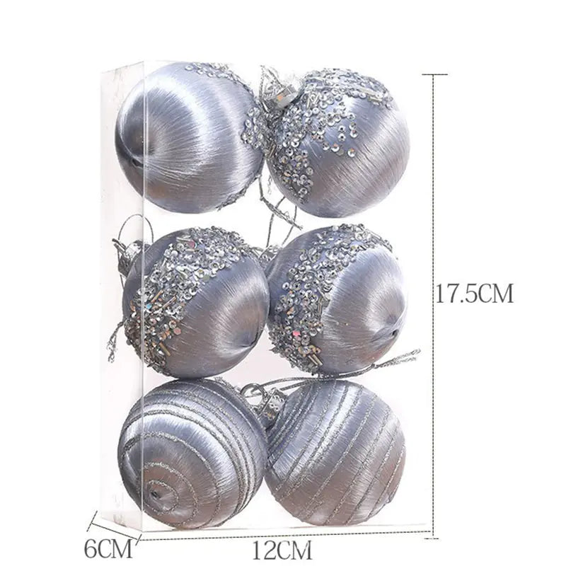 New 6cm/8cm Christmas Foam Ball Decorations (6pcs)
