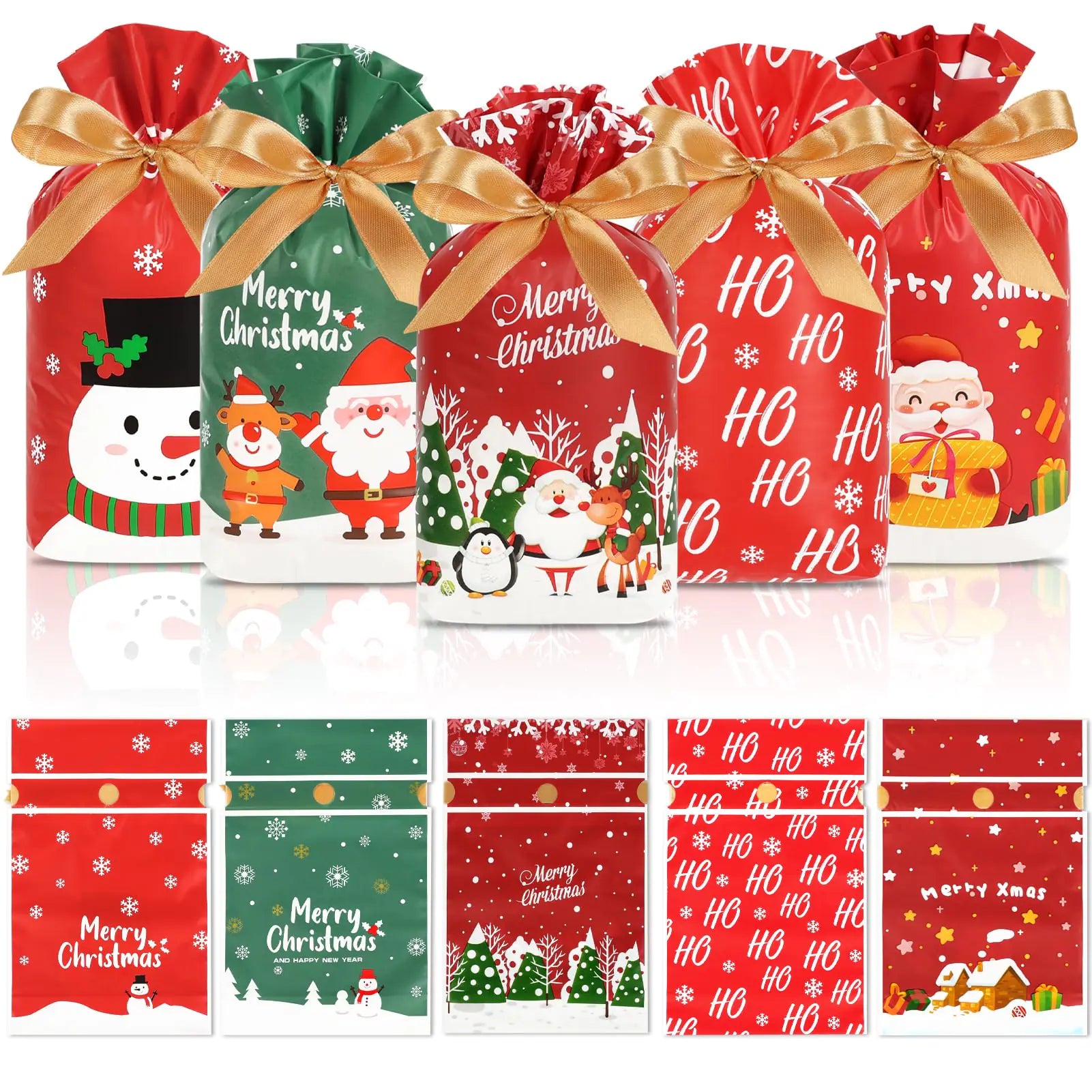 HRX Festive 50pcs Christmas Candy Bags with Drawstrings