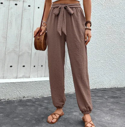 Women's High Waist Pocket Casual Trousers
