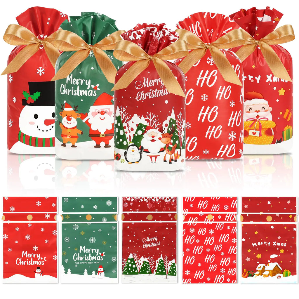 HRX Festive 50pcs Christmas Candy Bags with Drawstrings