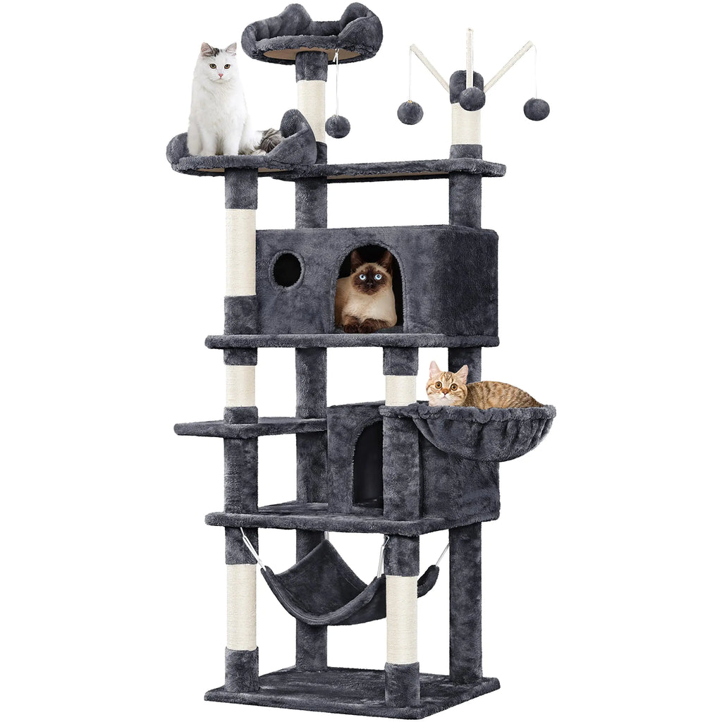 Yaheetech 67in Deluxe Cat Tree with Hammock and Teasers